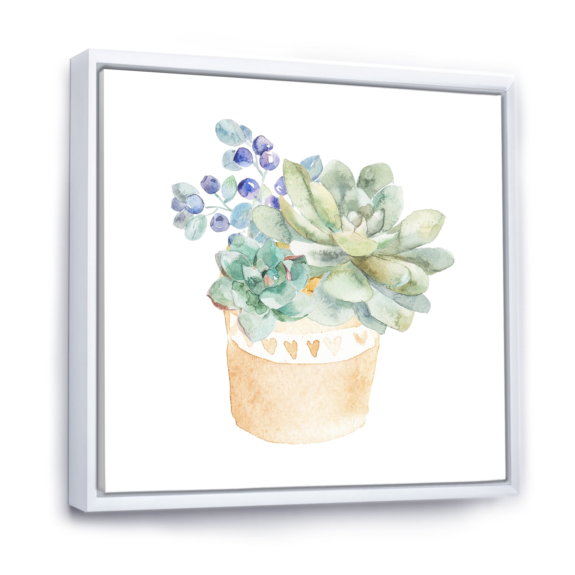 Designart 'Succulent Flower In Terracotta Clypot II' Traditional Framed Canvas Wall Art Print