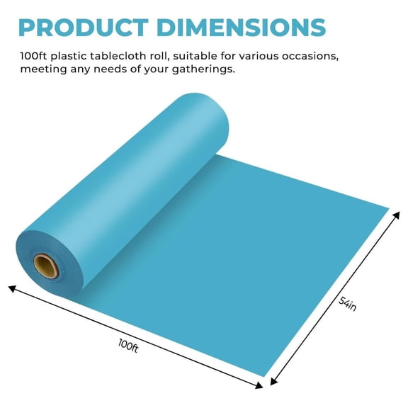 Plastic Table Cover Roll Premium Disposable Plastic Tablecloth for All Type/Shape Tables