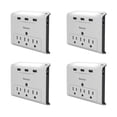 thumbnail image 1 of Huntkey Wall Mount Outlet with 3 2.1 Amp USB Ports and Outlets, Gray (4 Pack), 1 of 10