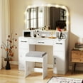 thumbnail image 1 of Costway Vanity Desk Makeup Table with with Stool Large Mirror 3-Color Lights for Bedroom White, 1 of 10