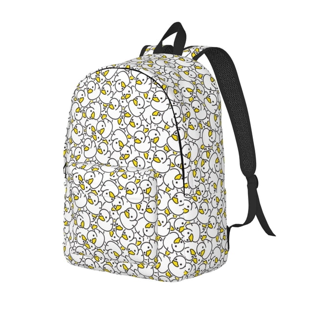 Balery Ducky Mochila Clásica Impresa Básica para Viaje, Mochila Escolar Resistente al Agua, Mochila de Lona con Correas Ajustables-Medium