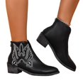 thumbnail image 3 of EKVAHL Orthopedic Western Ankle Booties for Women, Faux Leather Butterfly Embroidery Arch Support Pull On Cowgirl Boots, Country Outdoor Daily Walking Boots Black, 3 of 5