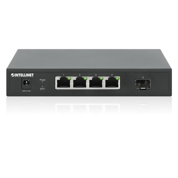 Intellinet 5-Port Switch with 4 x 2.5G Ethernet Ports and 1 SFP  Uplink | Fanless, Desktop Format with Wall-mount Option