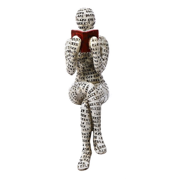 Estatua de mujer leyendo, decoración de estantería de lectura de mujer pulpa