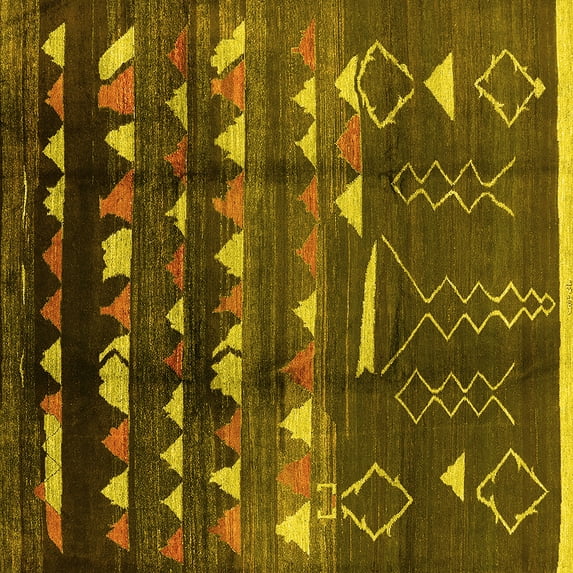 Ahgly Company Indoor Square Solid Yellow Modern Area Rugs, 3' Square