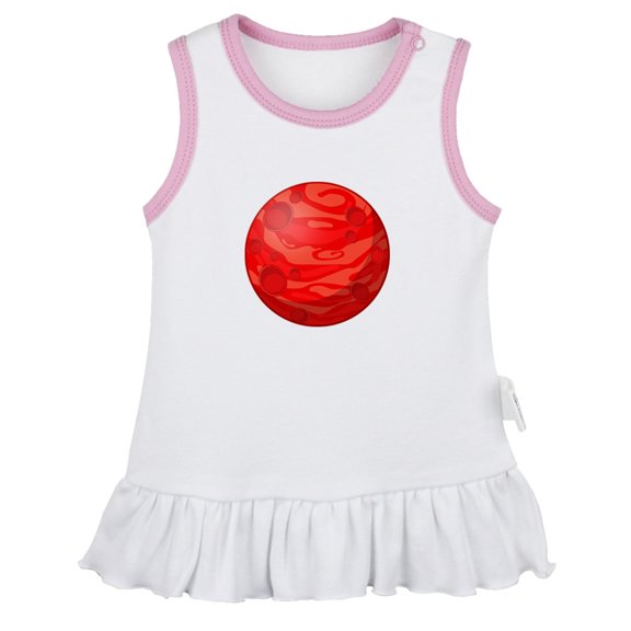 Nature Mars Planet Pattern Dresses For Baby, Newborn Babies Skirts, Infant Princess Dress, 0-24M Kids Graphic Clothes (White Sleeveless Dresses, 6-12 Months)