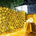 thumbnail image 3 of Solar Net Lights Outdoor Garden, 100LED 1.1M X 1.1M Waterproof 8 Modes Solar Mesh Fairy Icicle String Lights for Backyard Patio Gazebo Fence Lounge Party Decoration, 3 of 9