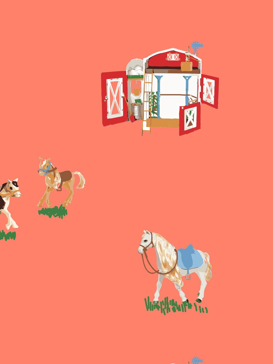 Barbie's Stable Removable Vinyl Wallpaper, Watermelon