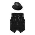 thumbnail image 4 of Alvivi Kids Boys Girls Sequined Shirt Vest for Hip-Hop Street Dance Performance Waistcoat with Hat Black 12-24 Months, 4 of 7