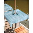 thumbnail image 2 of Outdoor Tablecloths with Umbrella Hole & Zipper, Teal Blue 60x60 Inch Square Tablecloths, Modern Abstract Art Ombre Striped Waterproof Table Cloth, Patio/Pool/Picnic Table Covers, 2 of 8