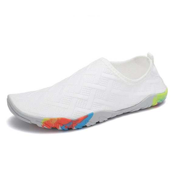 Barefoot Shoes Women and Men Wide Toe Hiking Water Shoes Non-Slip Breathable Swim Surf Shoes for Beach Pool Running Walking Fast Drainage Waterproof white size 7