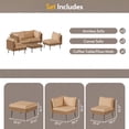 thumbnail image 4 of LAZZO 5-Piece Outdoor Wicker Conversation Set, All-Weather Sectional Sofa with 4 Chairs & 1 Ottoman, Khaki Cushions, 4 of 10