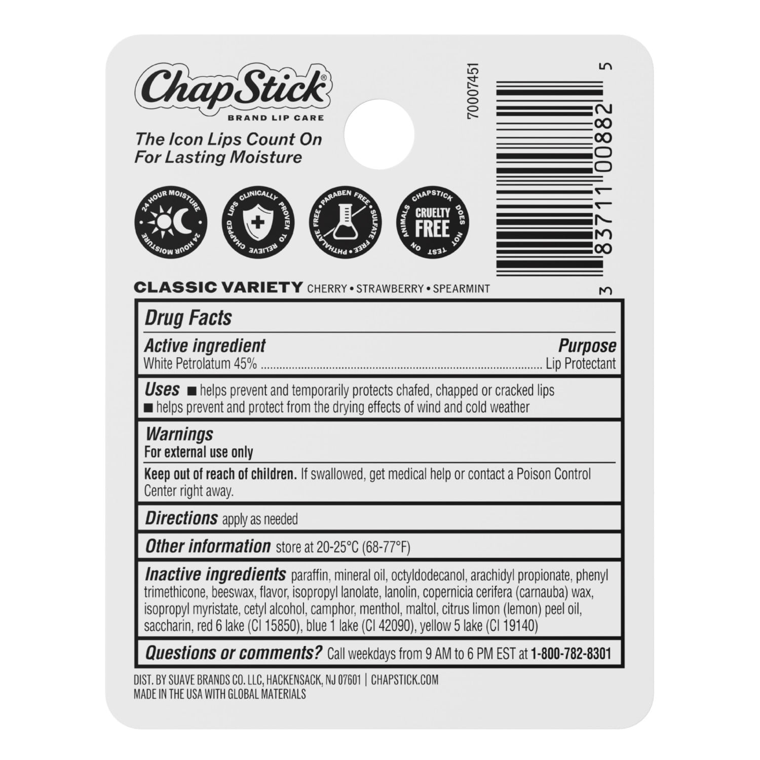 ChapStick Variety Pack: Classic Cherry, Spearmint & Strawberry Lip Balm, 0.15 oz, 3 Pack