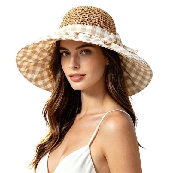 Women UPF 50 Wide Brim Sun Hat, Breathable UV Protection Bucket Hat for Beach Travel