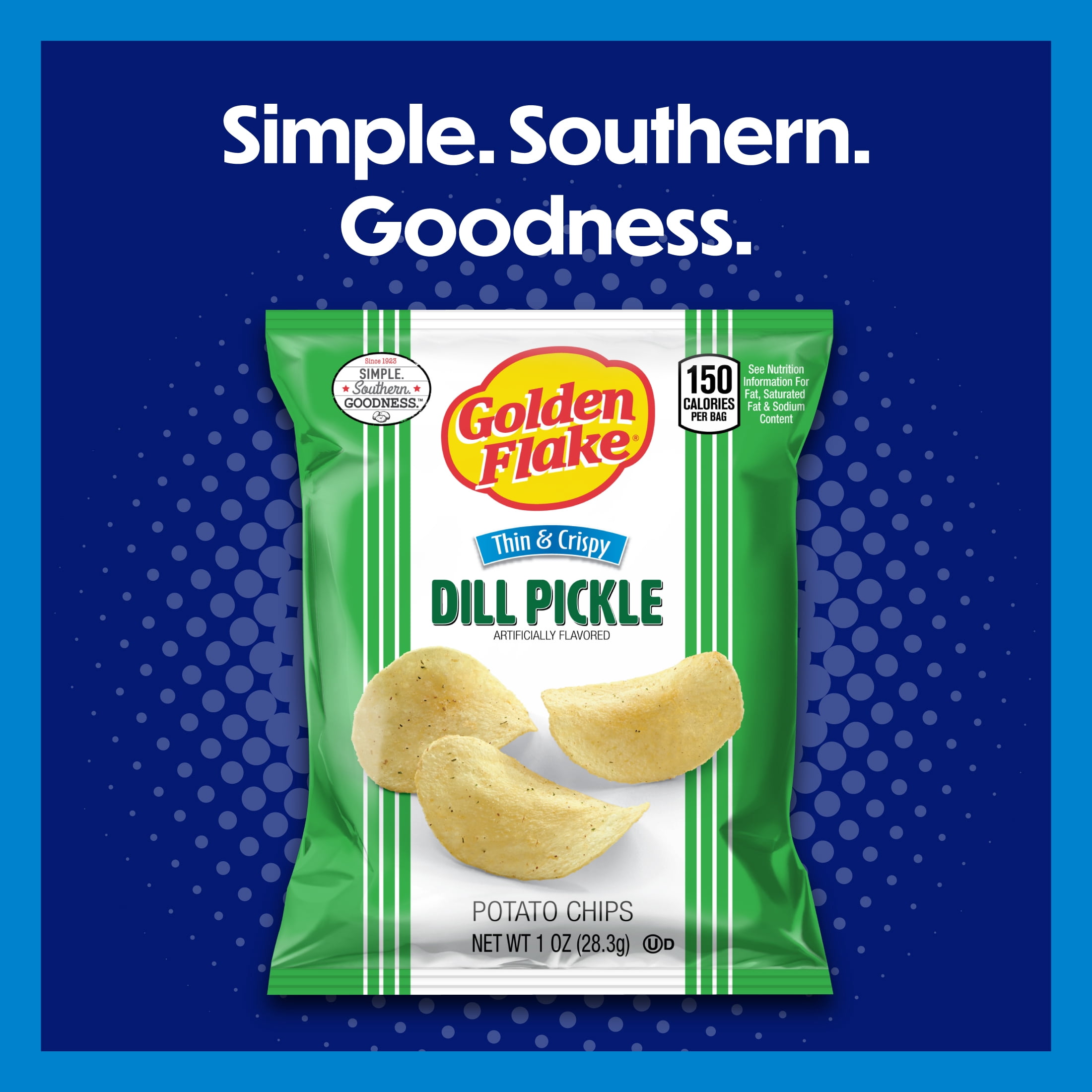 Golden Flake Dill Pickle Thin & Crispy Potato Chips, Gluten-Free, 1 oz Bag