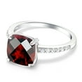 thumbnail image 3 of Gem Stone King 925 Sterling Silver Red Garnet Women Ring (2.52 Ct Cushion Checkerboard Cut 8MM, Available in Size 5, 6, 7, 8, 9), 3 of 5