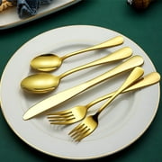 GPED 20 Piece Silverware Set Service for 4, Stainless Steel Flatware Set, Mirror Polished Cutlery Utensil Set, Durable Home Kitchen Eating Tableware Set, Fork Knife Spoon Set, Dishwasher Safe, Gold