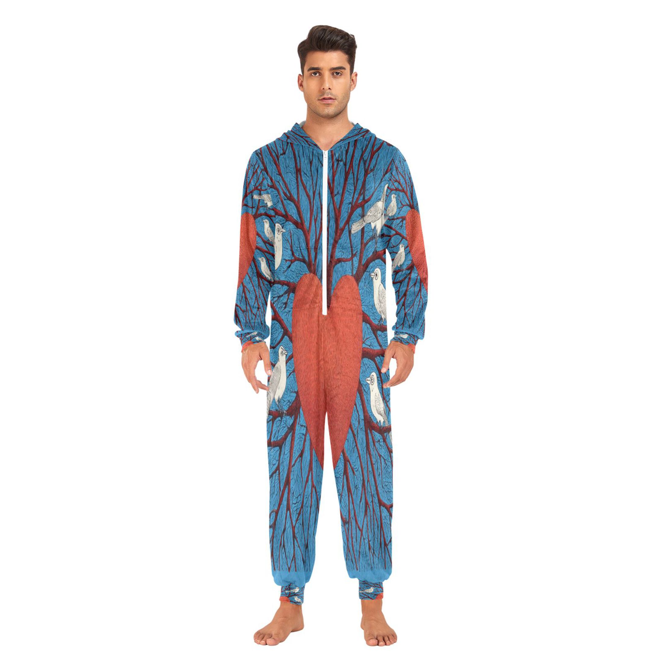 IAUYY Unisex Adult Onesie Pajamas Ultra-Soft Crystal-Soft Fabric, Halloween Adult Onesie Pajamas Adults,With a Zipper Plus Size Onesie Pajamas, Branches Sprout Thickly All Around