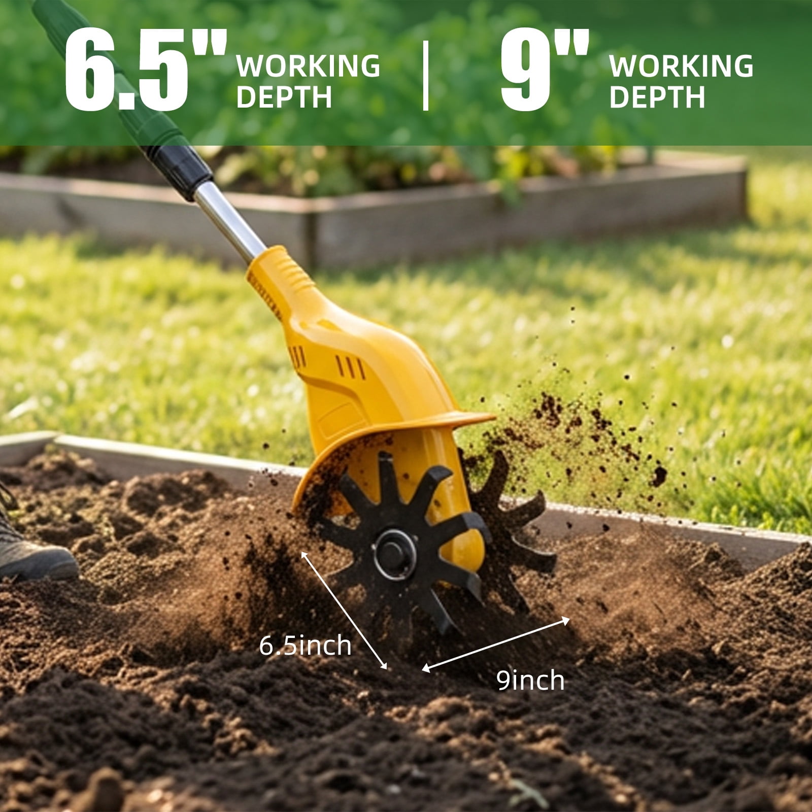 Paddsun Cordless Tiller Cultivator, 21V Electric Garden Tiller 20 Steel Tines Garden Rototiller for Lawn Gardening Soil Cultivation