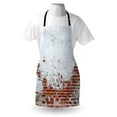 thumbnail image 3 of Brick Wall Apron Dated Damaged Peeling Wall Covered with White Paint Vintage Inspired City Decay Scene, Unisex Kitchen Bib Apron with Adjustable Neck for Cooking Baking Gardening, Red, by Ambesonne, 3 of 3
