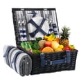 thumbnail image 1 of Cesta de Picnic HYBDAMAI de Mimbre para 4 Personas con Manta y Enfriador Negro, 1 of 8