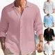 thumbnail image 4 of Mens Button Down Long Sleeve Plaid Check Shirts Casual Fit Formal Dress Tops Tee, 4 of 6