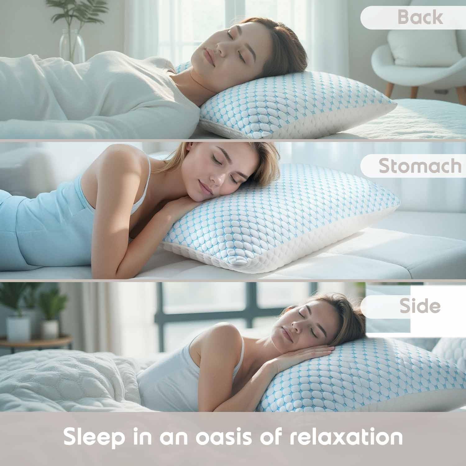 SUSIELADY King Size Cooling Pillow 1 Pack, Shredded Memory Foam, Adjustable Cold Gel for Hot Sleepers, Supportive Cool Pillow for Side Back Stomach Sleepers (20"×36", King)