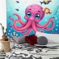 thumbnail image 2 of RKSupls Tapestry Wall Hanging Art, Cute Pink Octopus in Coral Reef Tapestry Decoration for Daily Bedroom, Living Room, Dorm, Apartment Hallway Home Decor,60*50in, 2 of 5