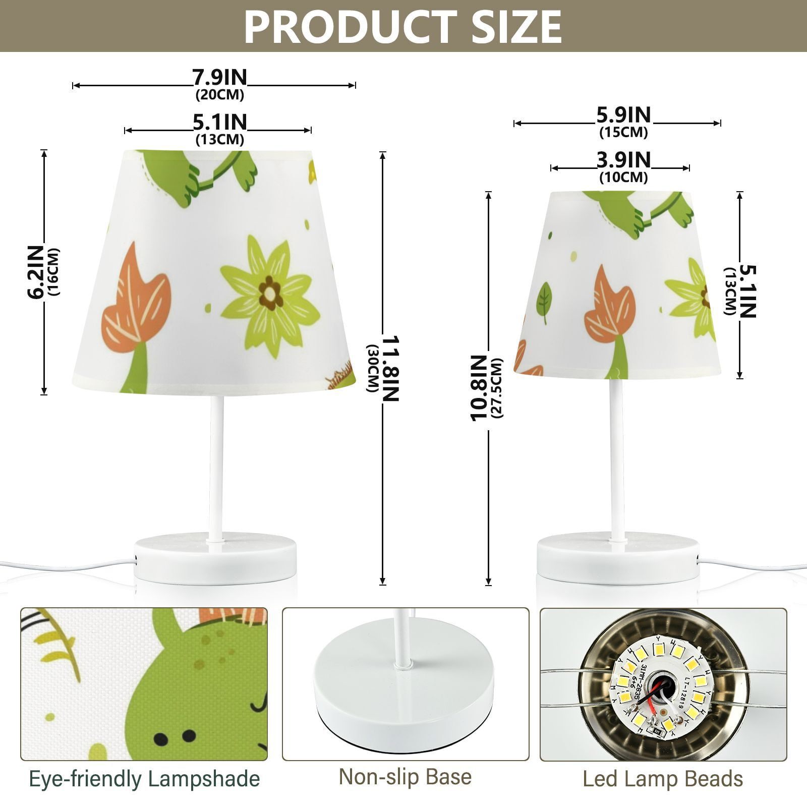 Dinosaur and Kiwi LED Desk Lamp Table Lamp USB Bedside Nightstand Small Lamp for Bedroom Living Room Kids Room