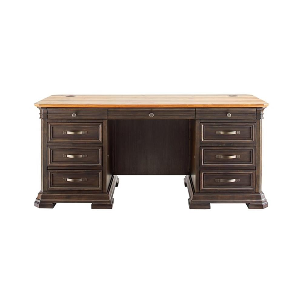 Pemberley Row Solid Wood Brown Executive Desk Rectangular Fully Assembled 60" x 30" x 28"