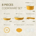 thumbnail image 4 of Carote 8 Pcs Nonstick Cookware Sets, Pots and Pans Set with Detachable Handle, Yellow, 4 of 8