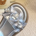 thumbnail image 7 of Girls Sparkly Rhinestone Bow Sandals Adjustable Buckle Ankle Strap Open Toe Summer Shoes For Toddler And Kids Silver Size 4-4.5 Years, 7 of 7