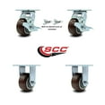 thumbnail image 2 of 4 Inch Polyurethane Caster Set with 2 Brakes/Swivel Lock 2 Rigid Service Caster, 2 of 2