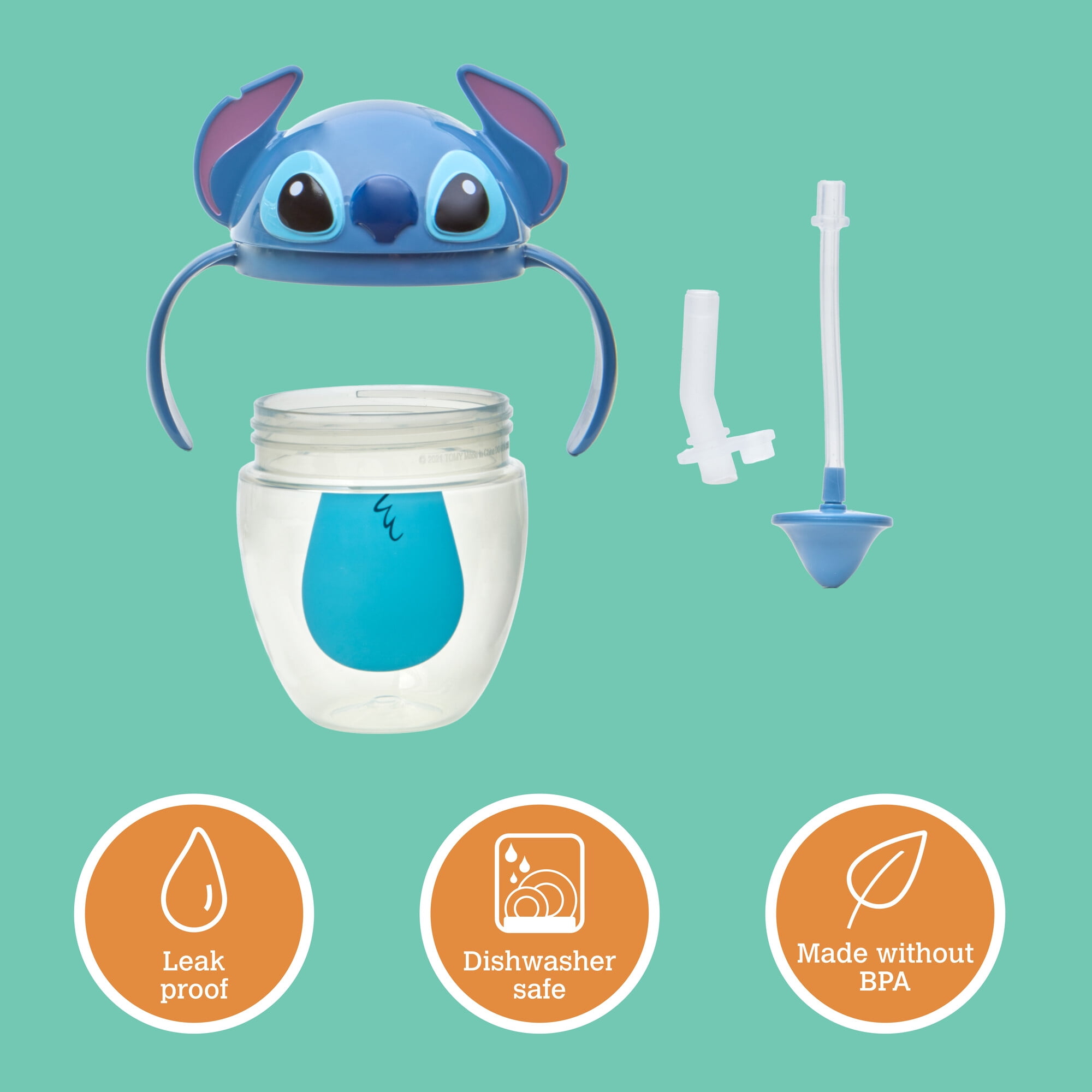 The First Years 7oz Stitch Spill Proof Weighted Straw Trainer Sippy Cup - 6 Months and up
