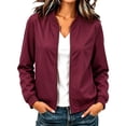thumbnail image 5 of Enjoytime Fall Jackets for Women Stand Collar Zip Up Bomber Jackets Trendy Lightweight Casual Long Sleeve Outerwear, 5 of 7