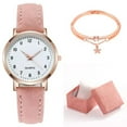 thumbnail image 6 of Nkmbld Portable Wristwatches Women's Classic Quartz Watch with Luminous Dial, Frosted Leather Strap, Retro Small Round Women's Watch with Bracelet, Gray, 6 of 7