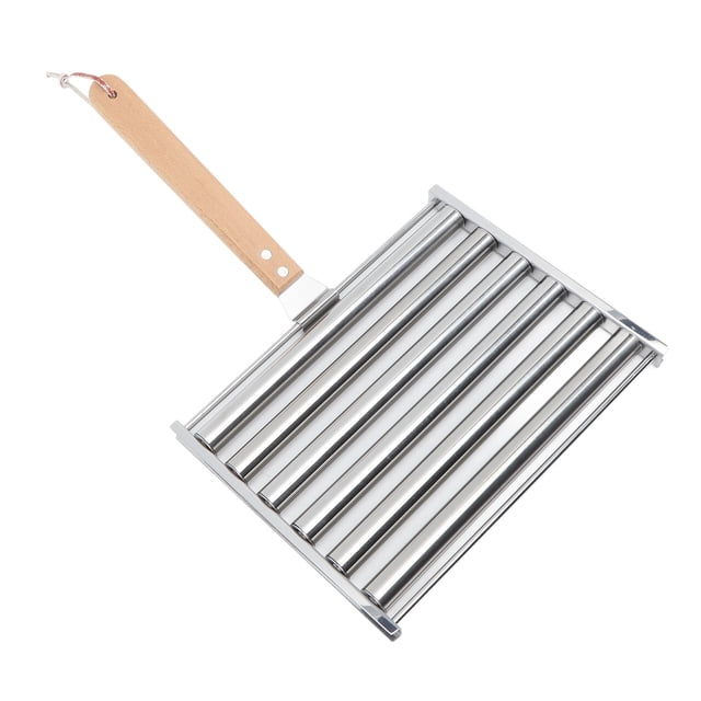 Hot Dog Roller Rack,Detachable Stainless Steel Hot Dog Sausage Roller Rack Steamer with Extra Long Wood Handle for Sausages Buns Hot Dog Burritos