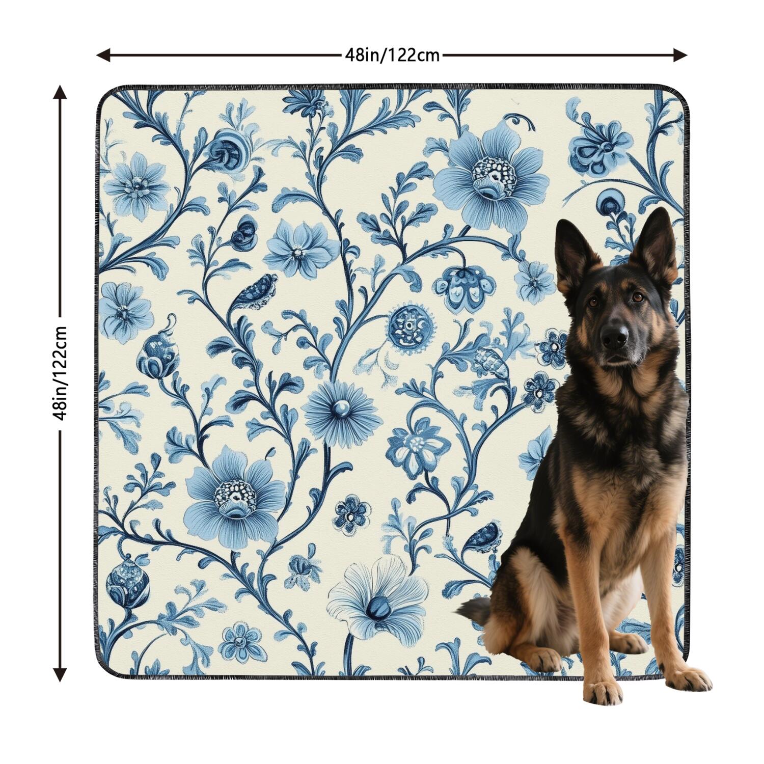48x48 Inch Washable Pet Pad 2-Pack, Highly Absorbent Reusable Puppy Potty Training Mat with Leak-Proof Base, Non-Slip for Indoor Use, Floral