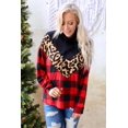 thumbnail image 5 of Azura Exchange Chevron Plaid Leopard Patchwork Turtleneck Sweatshirt Women Red Sweatshirts & Hoodies, 5 of 6