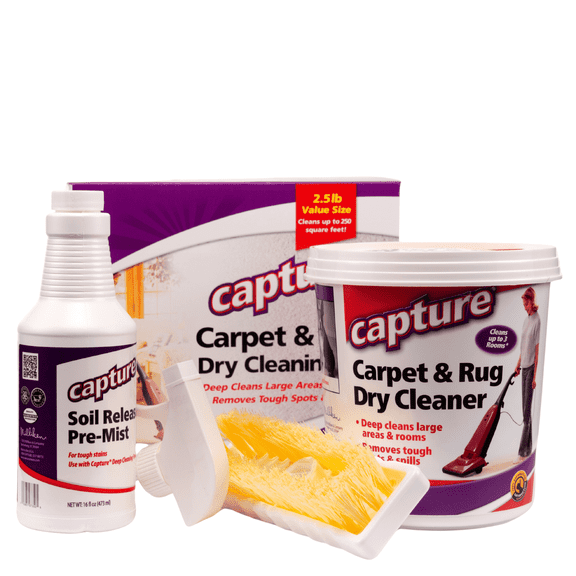 Capture Carpet Cleaner Kit with Dry Powder, Pre-Mist, Brush, Fresh Scent, 2.5 Pounds