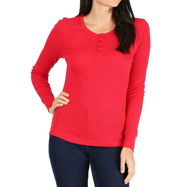 women's thermal henley tops