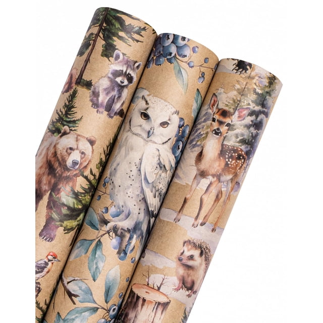 Rollo de papel para envolver Navidad WRAPAHOLIC Kraft 3 rollos