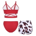 thumbnail image 2 of RUNQHUI Ensemble Bikini 3 Pcs pour Filles Soutien-Gorge Croisé avec Short Imprimé Maillots de Bain Rouge 8-9 Ans, 2 of 6