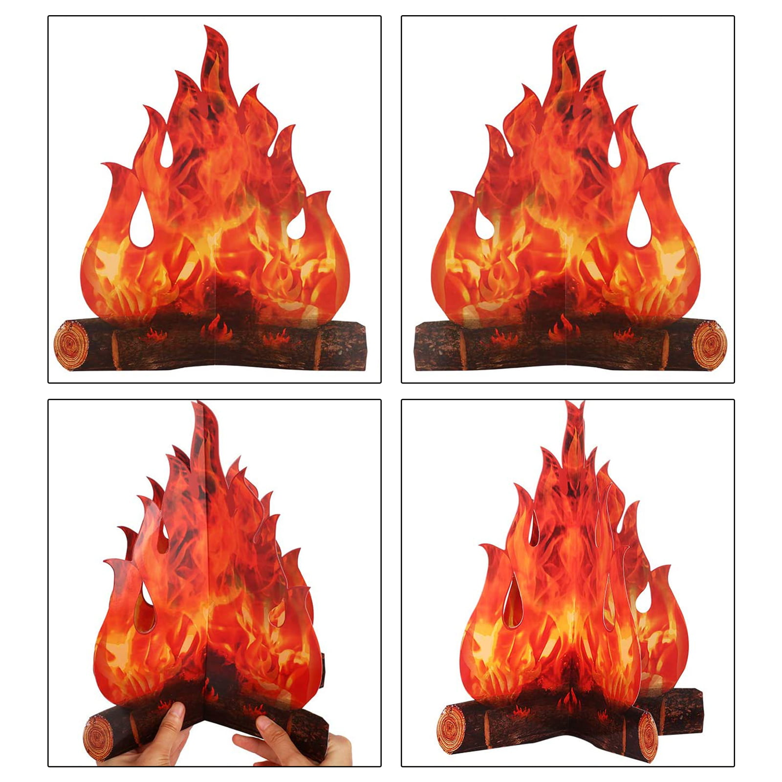 Artificial Fire Fake Flame Paper Party Decorative Flame Torch 3D Decorative Cardboard Campfire Centerpiece Decorative Logs For Fireplace Gusengo 3D Flame Halloween Decoration