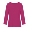 thumbnail image 7 of TKLPEHG Womens Tunic Tops Crew Neck Basic Tunic Tops Fall Tops Solid Color Casual Comfy Lightweight Loose Fashion Long Sleeve T Shirt Pullover (Hot Pink,S), 7 of 7