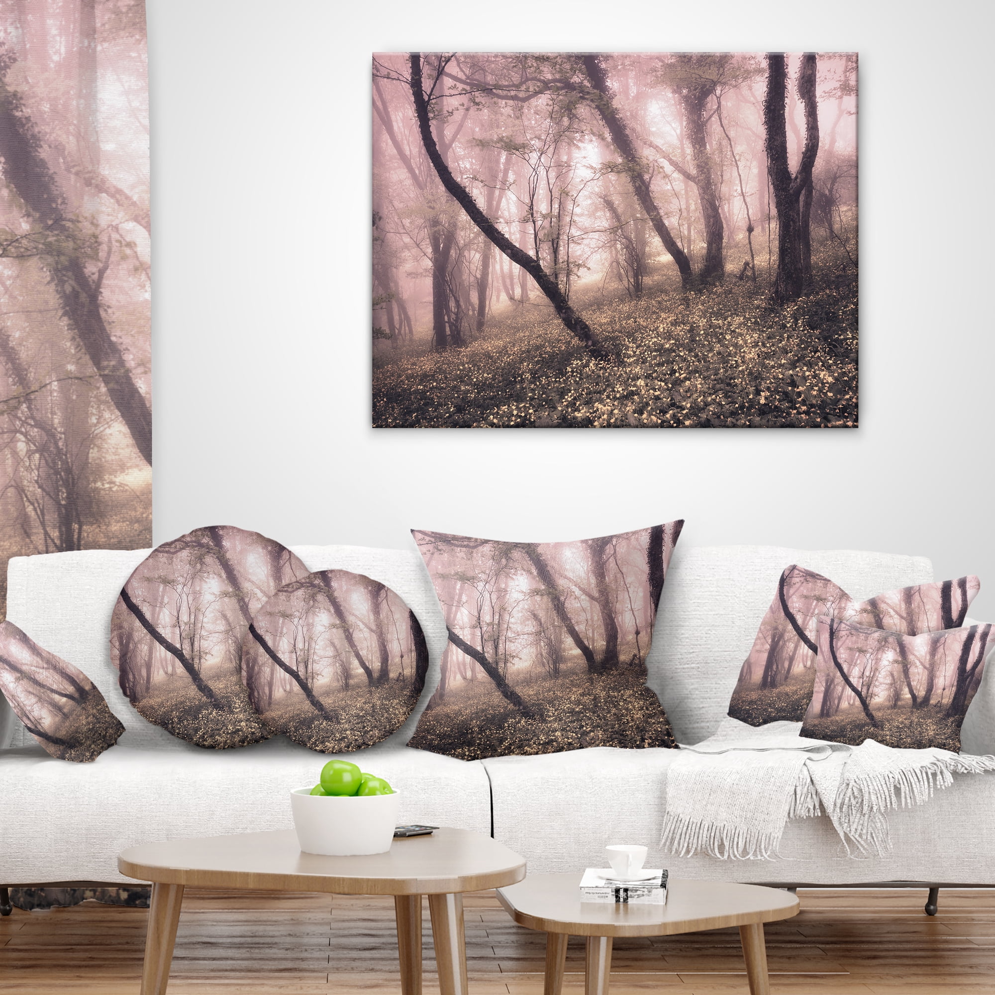 Designart Vintage Autumn Landscape - Contemporary Throw Pillow - 16x16