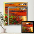 thumbnail image 4 of Red Poppies By The Ocean During Evening Glow 16 in x 16 in Framed Painting Canvas Art Print, by Designart, 4 of 4
