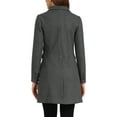 thumbnail image 3 of Abrigo de invierno para mujer INSPIRE CHIC con solapa muesca, abrigo de trench de doble botonadura, M gris oscuro, 3 of 6