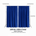 thumbnail image 5 of 2 pcs 10 feet x 10 feet Polyester Backdrop Drapes Curtains Panels with Rod Pockets - Wedding Party Home Window Decorations - ROYAL BLUE, 5 of 18