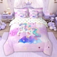 thumbnail image 3 of Manfei Magic Unicorn Bed in a Bag Twin size, Mystic Galaxy Bed Set, Glitter Stars Reversible Bedding Twin Size, Breathable Room Decor, 7 Pieces, 3 of 8